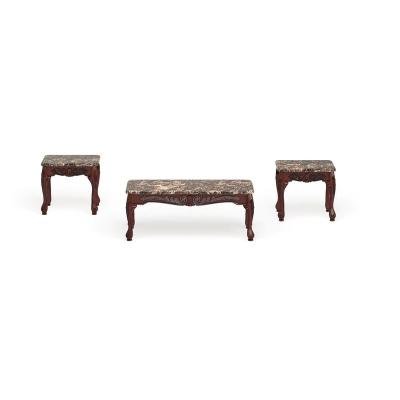 China Raditional K/D Carnes 3 Piece Accent Table Set Coffee Table Set Ivory, Dark Oak for sale