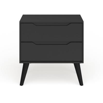 China K/D Black Mid Century Modern 2 Drawer Nightstand for sale