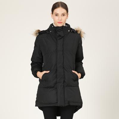 China Breathable Women Winter Padded Medium Length Coat Comfortable Casual Ladies Hoodie Coat With Pocket for sale