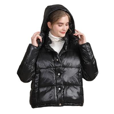 China New Arrival Winter Windproof Black Down Waterproof Hooded Stripper Quilted Jacket Women Casual Warm Coat for sale