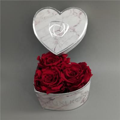 China Customized Beautiful Gift Heart Flower Boxes With Lid , Preserved Heart Shape Gift Box Packaging Rose for sale