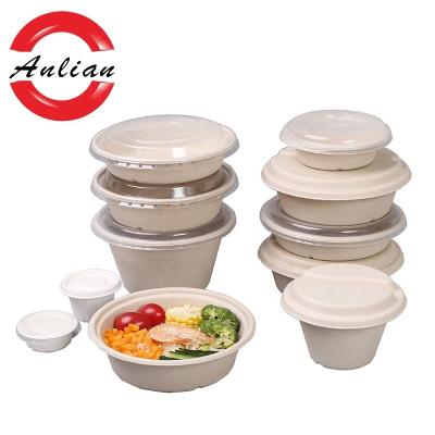 China Disposable Biodegradable Bagasse Food Sugar Cane Take Out Containers Packaging Rice Bowl for sale