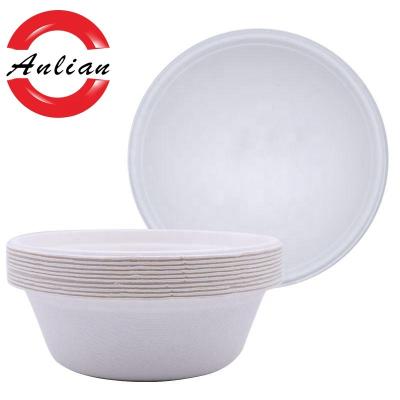 China Disposable Sugar Cane Bagasse 8oz Round Bowl With Lid Non Spill Food Container for sale