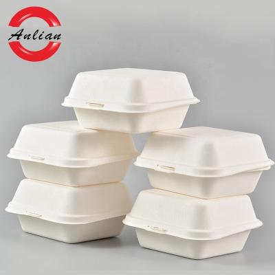 China Disposable Packaging Clamshell Bagasse Container 8inch Disposable Hamburger Box for sale