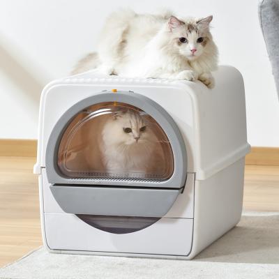 China Hot Selling Viable Cleaning Pets Training System Smart Self Cleaning Cat Toilet Trainer Semi Closed Smart Cat Litter Box for sale