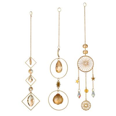 China China Metal Decor Evil Eye Wall Art Hanging Windchimes Glass Prism Sun Crystal Star Moon Dream Catcher Gold Catcher Opens for sale