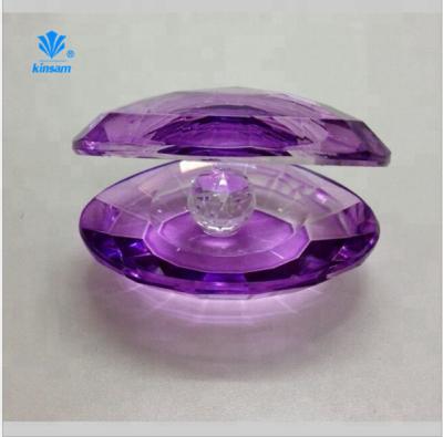 China Beautiful Purple Europe Crystal Glass Mold Shell Figurines With Diamond For Wedding Favor Gift for sale