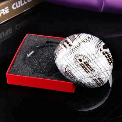 China Europe 50mm K9 Crystal Glass Half Ball Paperweight Sphere Crystal Paperweight for sale