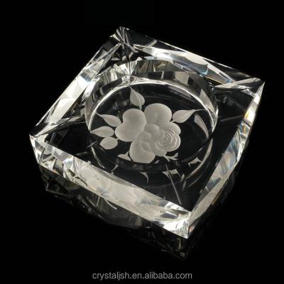 China Large High Quality Europe Transparent Printed With Custom Logo Glass Ashtray for sale