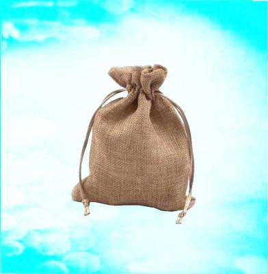 China Small Recyclable Customized Natural Cotton Jute Drawstring Bag for sale