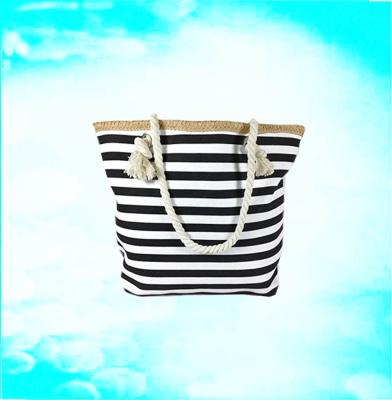 China Shopping Bag Fashion Cotton Tote Canvas Rope Handle Beach Bag Wholesale for sale