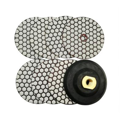 China Marsony 1set (7pcs) 4in Mixed Grit Diamond Polishing Pad Polish 100mm Disc With One Rubber Backer 5/8-11 for sale