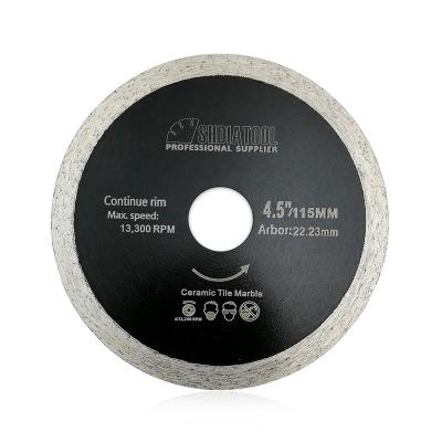 China Tile Porcelain SHDIATOOL Ceramic Hot Pressed 4.5 Inch Diamond Rim Thin Continuous Circular Saw Blade Porcelain Tile Blade Cutting Disc Tile Granite for sale