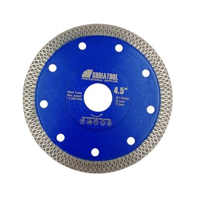 China Tile Marble Granite SHDIATOOL 4.5inch Hot Turbo Pressed Diamond X Shaped Circular Saw Blade Cutting Disc Tile Blade Marble Saw Blade For Porcelain for sale