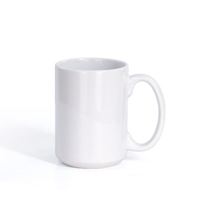 China Disposable Customize Logo Sublimation Mug 15oz Empty Ceramic Coffee Mug White Tea Mug For DIY Photo Print for sale