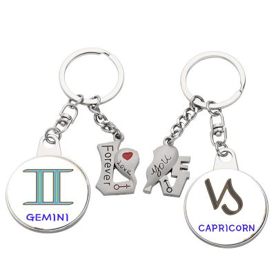 China Key Chain Ring KeyChain Cancer Virgo Libra For Aries Gemini Metal Constellation Sublimation Printing Stainless Steel Dome Key Chain Birthday Gift 12 for sale