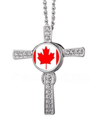 China Casual/Sporting Canada National Flag Pendant Necklaces Sublimation Print Necklaces For Women Men Gold Chain Necklace Crystal Accessories for sale