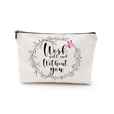 China Fashion Personalized Bridesmaid Pouch Bride Makeup Bags Canvas Storage Bag Cosmetic Bags For Wedding Bridesmaid Proposal Gift Day for sale