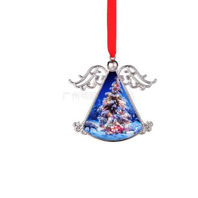 China Metal Sublimation Christmas Angel Pendant Christmas Day Party Ornament Decoration for sale