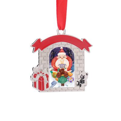 China Creative Christmas Pendant DIY Metal Sublimation Blank Metal Christmas Tree Ornaments Gifts Xmas Key Chain for sale