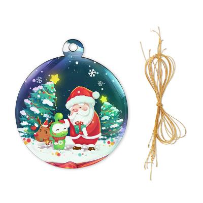 China Wood Customize Double Sided Key Ring Sublimation Blank Keychain Heat Transfer Pendant Wooden Shape MDF Pendant For Christmas Tree for sale