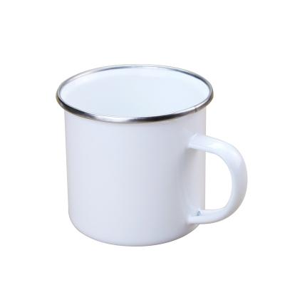 China Customized Wholesale Sublimation Logo Enamel Mug Sublimation Printing Color Enamel Camping Mug Viable Personalize Mug for sale