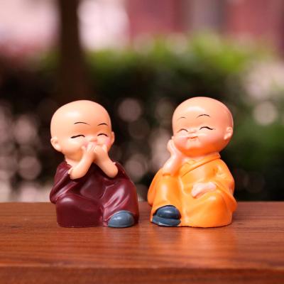 China China 4 Pcs/Set Cute Little Monk Figurine Resin Miniature Creative Craft For Sale Feng Shui Decoration Succulent Ornament Friend Gift for sale