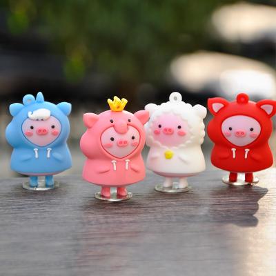 China China Key Chain and Kawaii Key Figures Miniature Ring Pendant Raincoat Piggy Pig Figurine Cake Party Decor Toy and Gift for sale