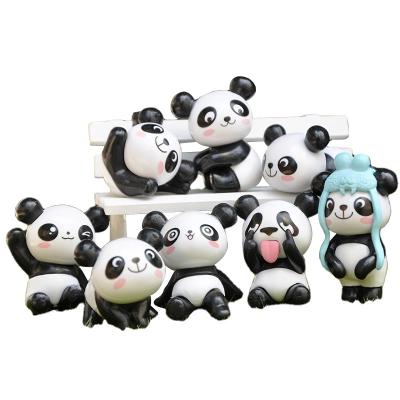 China 8 Pcs Mini Greenhouse Figurines Micro Landscape Decoration Artificial Home Decor/DIY Miniatures Craft Mini Cartoon Animal Model Set Panda for sale