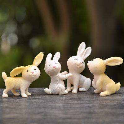 China China Cartoon Rabbit Family Set Miniature Figurine Plastic Craft Succulent Potted Plants Ornament Home Decoration Kids Gift for sale