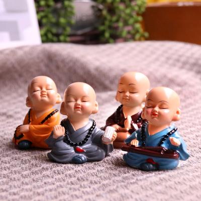 China China 4 Pcs/Set Miniature Monk Set Figurine Resin Feng Shui Decoration Succulent Potted Plants Ornament Home Decoration for sale