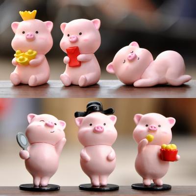 China Micro Landscape Ornament 19 Styles Animal Cartoon Miniatures Watermelon Pig Mini Greenhouse Artificial Cute Yellow Pig Decor DIY Figurines for sale