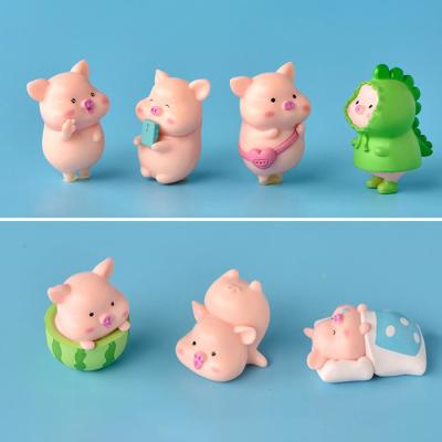 China Kawaii Artificial Pig Family Set Fairy Garden Figure Kids Toys and Gifts Mini Greenhouse Animal Decor Miniatures Cartoon Figurines DIY for sale