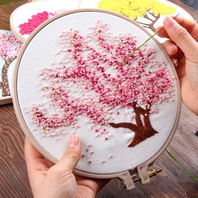 China Easy Europe Embroidery Kit with Circle Cherry Tree DIY Handmade Cross Stitch Kit for Beginner Sewing Painting Home Decoration for sale