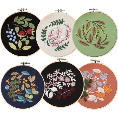 China Easy Europe Flower Embroidery Kit with Bamboo Hoop DIY Kit Handmade Cross - Stitch Needlework for Beginner Sewing Painting Home Decor for sale