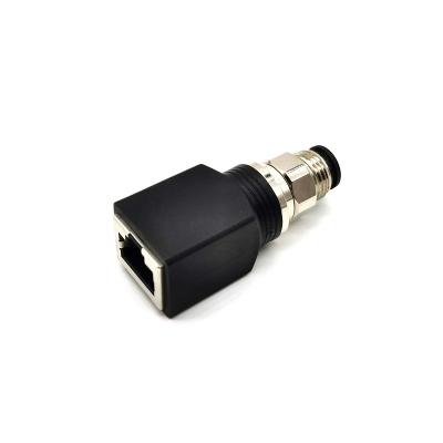 China Microwave A Coded M12 4 Pin Male to RJ45 Jack Connector Adapter for sale