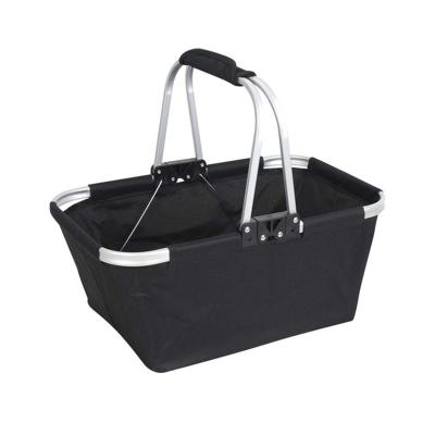 China Folding 600D Oxford Cloth PVC Coating And 210D Inside Durable Aluminum Frame Metal Handles Shopping Basket for sale