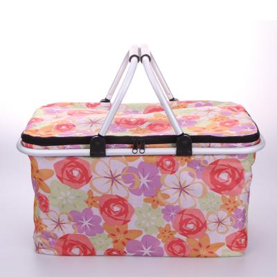 China Fabric waterproof collapsible reusable shopping bag printing OEM food delivery thermal coverd cooler bag for sale