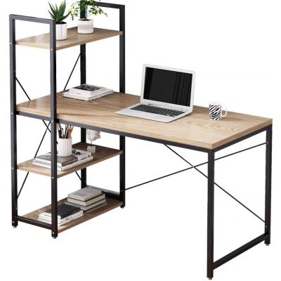 China (Height) Adjustable Home Office Metal Frame MDF H-Shape Table with Bookcase Computer Desk Adjustable Writing Table for sale