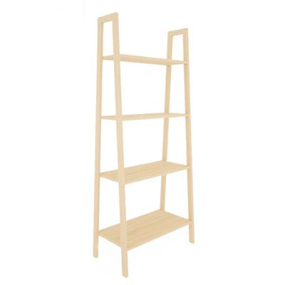 China Viable Simple Style Furniture 4 Tier Factory Rack Solid Wood Ladder Shaped Book Shelves for sale