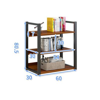 China Traditional folding bookcase with large platforms and high load 3 tier metal frame and MDF storage racks and racks for sale