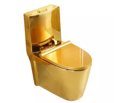 China Modern Ceramic Rimless Golden Color WC Toilet Bowl Bathroom Shower Room Gold Toilet for sale