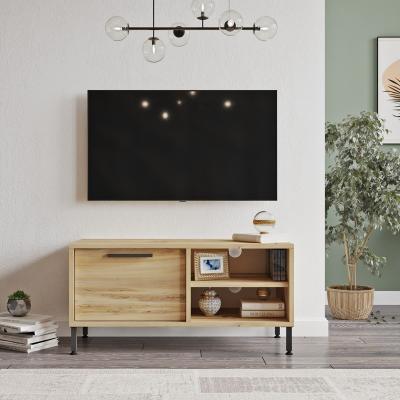 China Modern Retro TV Unit with Shelf Mounted Wooden Leg Cabinet Metal TV Stand Simple TV Cabinet for Living Room Bedroom Furniture for sale