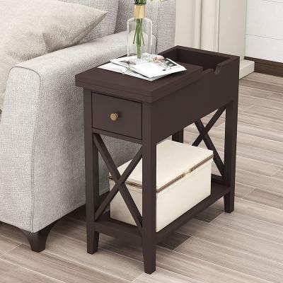 China (Other) Adjustable Flip Top Open End Table, Narrow Side Table Slim End Table for Living Room, Espresso Coffee Table Set and Wooden Coffee Tables for sale