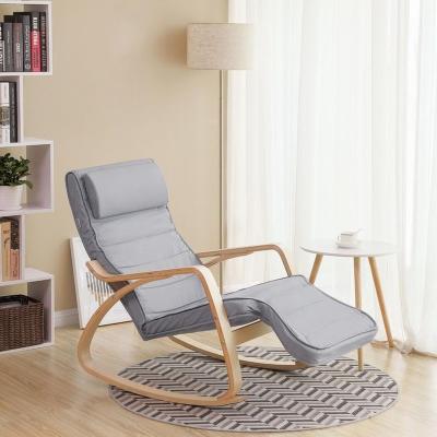 China Modern Rocking Chair Sofa Armchair, Birch Wood with Removable and Washable Cover Footstool Adjustable Load Capacity 150kg for sale