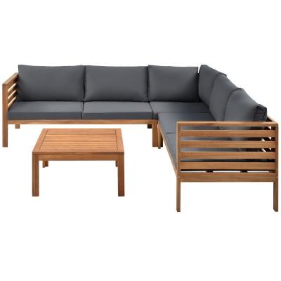 China Sofa Set Gray Cushion Modern Fashion Design Outdoor Wooden Texture Double Protection Sofa UV Waterproof Sofa for sale