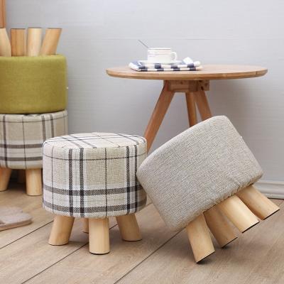 China Modern Round Wooden Round Wooden Stool Furniture Stool Table Cloth Beach Tablecloth Beach Vanity Chair (4 Legs) for sale