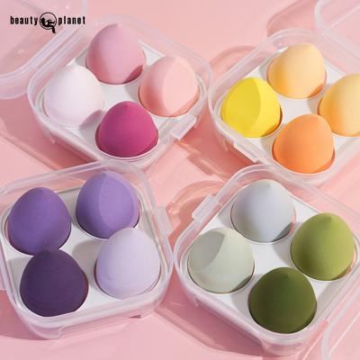 China Custom Free Velvet BEAUTY PLANET Makeup Sponge 4pcs Egg Pink Purple Latex Make Up Beauty Wholesale Makeup Sponge Set Makeup Sponge for sale