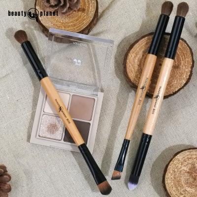 China BEAUTY PLANET Animal Hair Double Handle Face Mascara Wooden Eyelash Wand Eyelash Spoolie Brush Eyeshadow Makeup Cleaning Blending Brush for sale