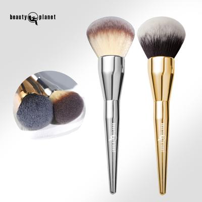 China Powder Brush BEAUTY PLANET Gold and Silver Soft Single Makeup Brush Custom Large Logo Hair Brush Wholesale Loose Face Powder Brush for sale